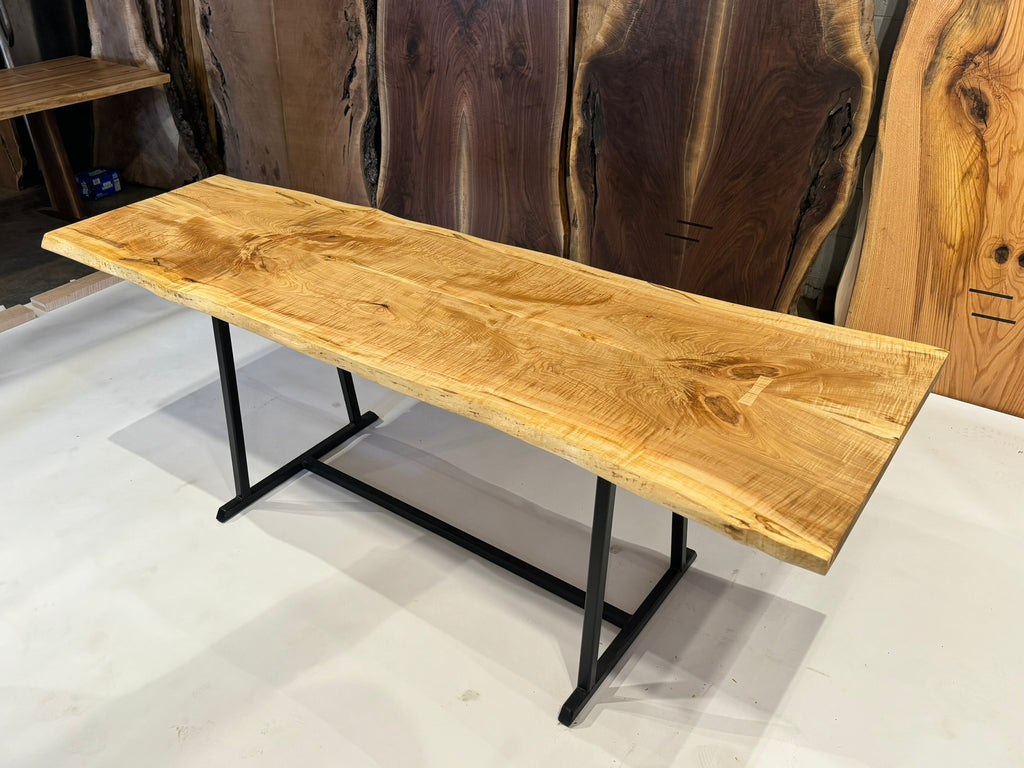 Figured Curly Maple Embelished with Curly Maple on Steel Base