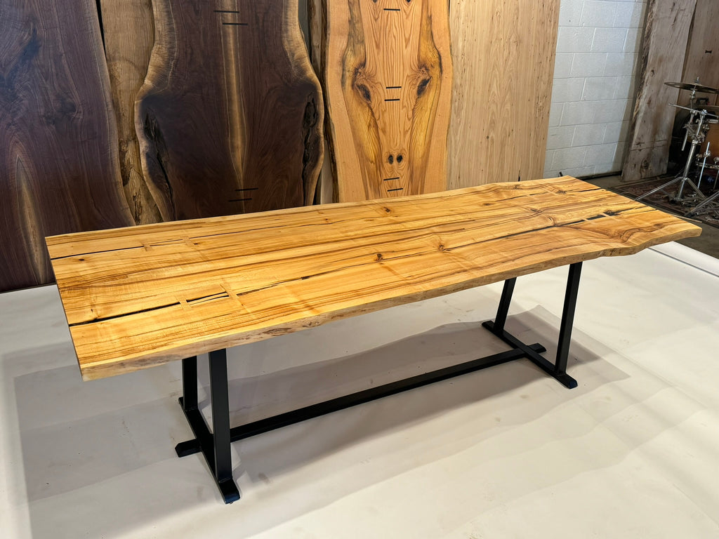 Maple Embellished with Curly Maple on Steel Base