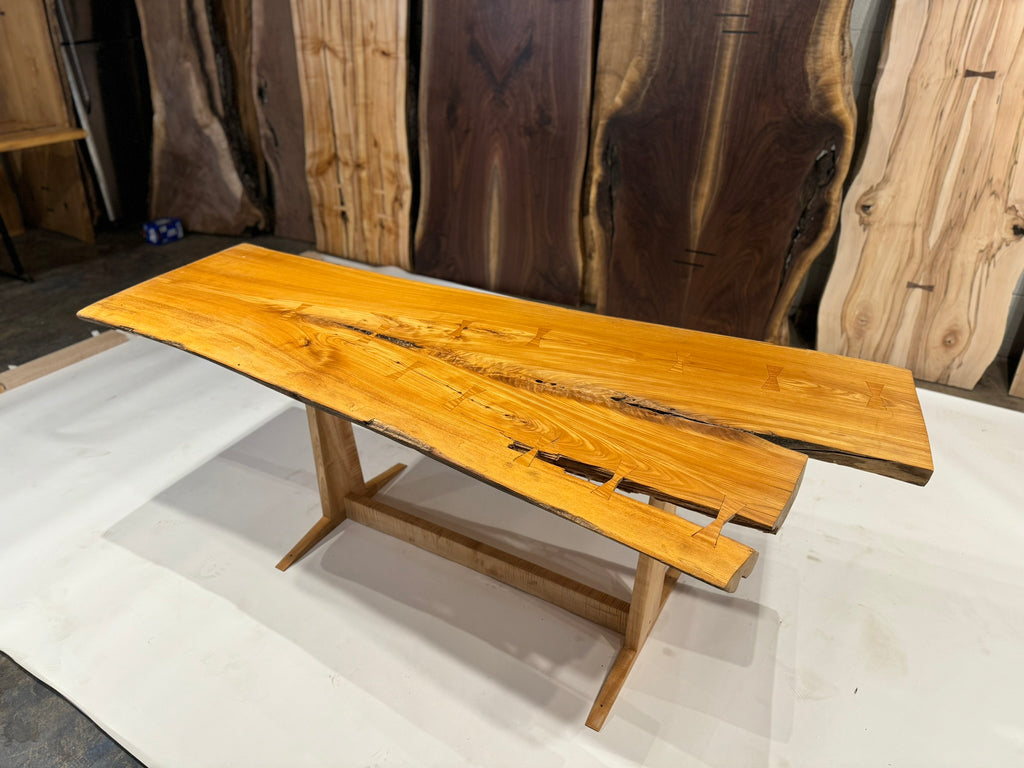 Crotch Siberian Elm Embellished with Curly Maple on Curly Maple Base