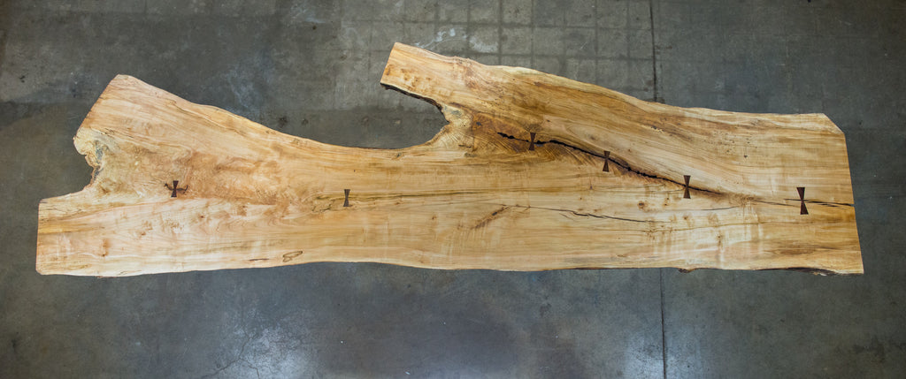 Live Edge Dining Table: Giant Highly Figured Maple & Black Walnut