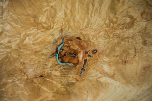 Live Edge Dining Table Top with Crushed Turquoise