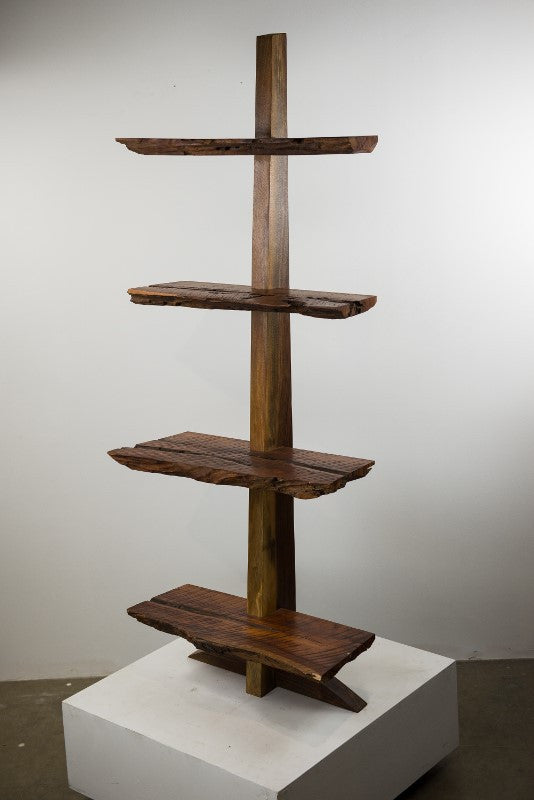 Live Edge Furniture: Black Walnut Floor Shelf