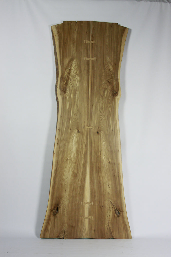 Live Edge Dining Table: Red Elm & Birds Eye Maple
